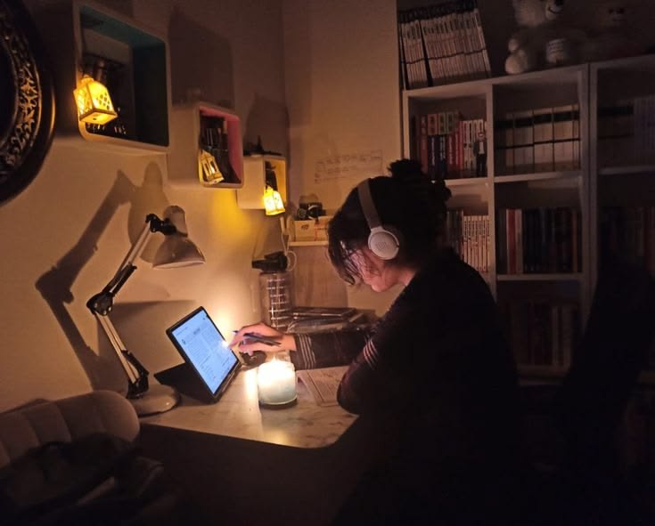 Kylmänsininen abstrakti ilta-aihe